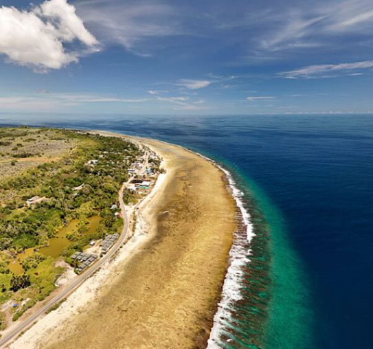 Aerial View of Nauru Beach